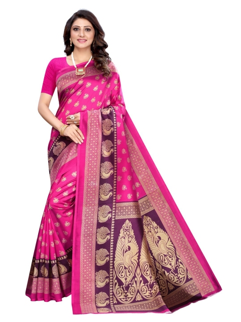 

KALINI Pink & Purple Printed Poly Silk Saree