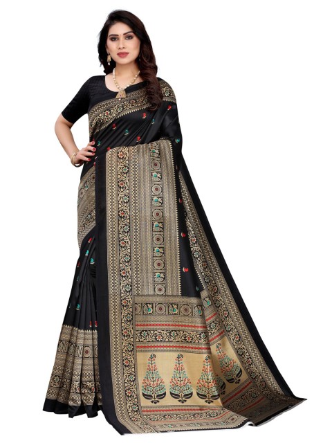 

KALINI Black & Multicoloured Woven Design Poly Silk Saree