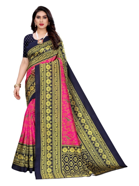 

KALINI Women Pink & Multicolor Printed Poly Silk Saree