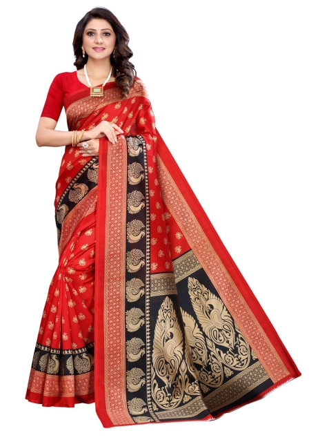 

KALINI Red & Gold-Toned Ethnic Motifs Saree