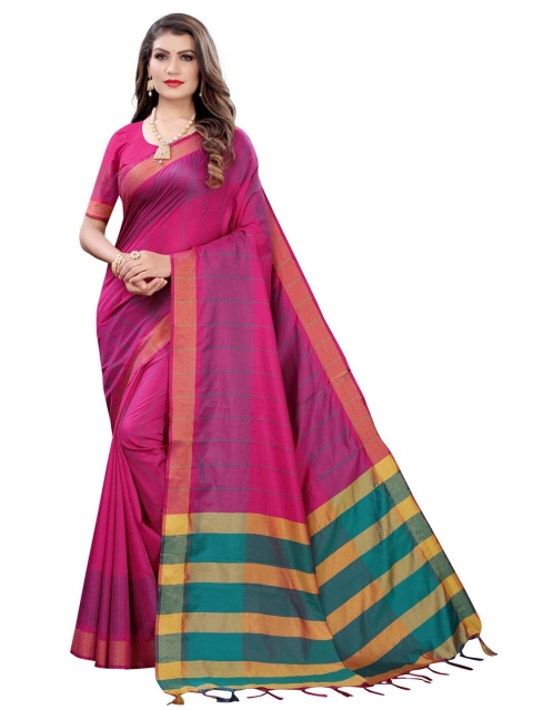 

KALINI Magenta & Green Striped Saree