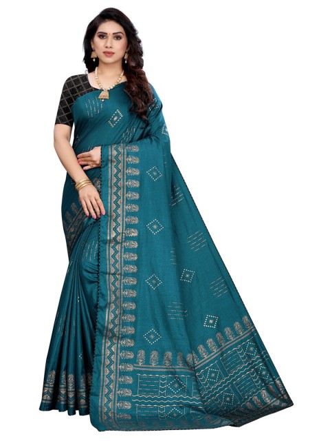 

KALINI Women Teal Ethnic Motifs Saree