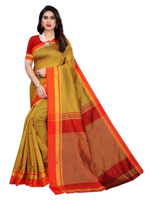 

KALINI Women Gold-Toned & Red Saree