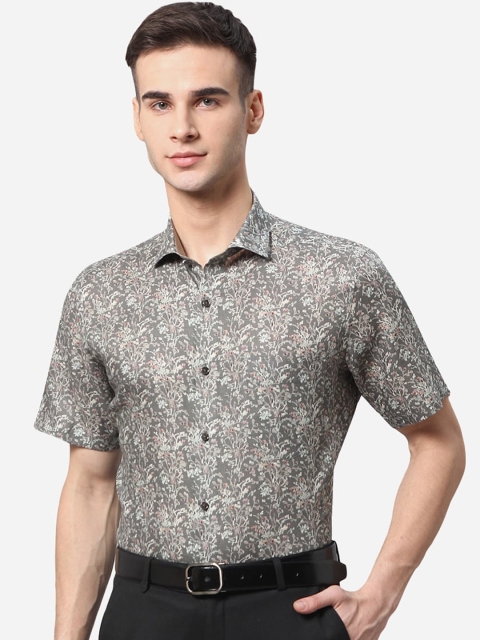 

JB STUDIO Men Grey Slim Fit Floral Printed Pure Cotton Casual Shirt