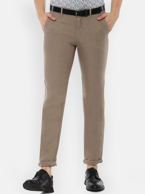 

Van Heusen Sport Men Linen Brown Solid Slim Fit Trousers