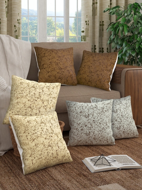 

Story@home Beige & Cream-Coloured Set of 6 Abstract Square Cushion Covers