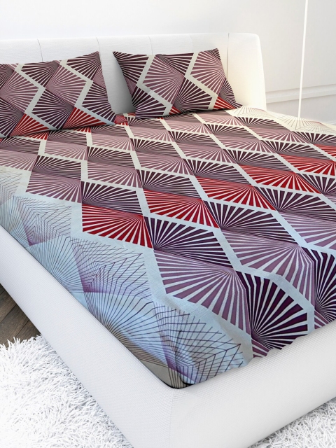 

MAYFAIR HOMES LONDON Multicoloured Geometric 144 TC King Bedsheet with 2 Pillow Covers, Multi