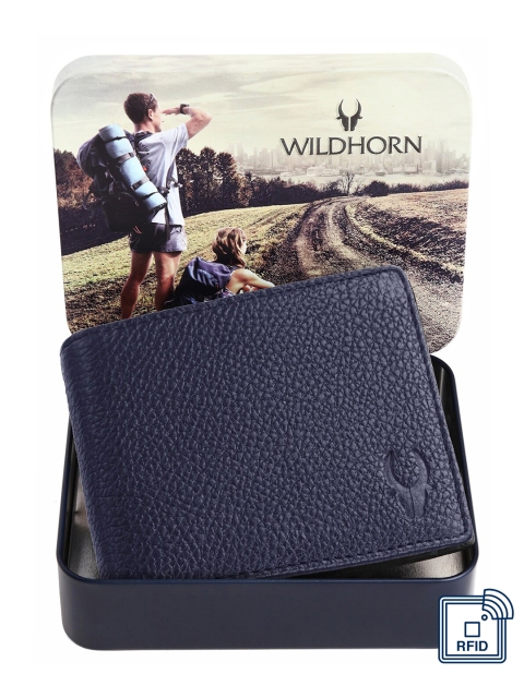 

WildHorn Men Space Blue Solid Pure Leather Two-Fold Wallet