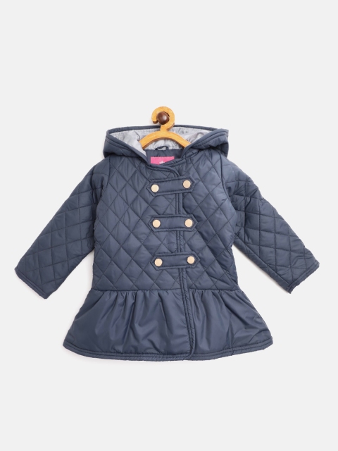 

White Snow Girls Navy Blue Double Breasted Quilted Jacket