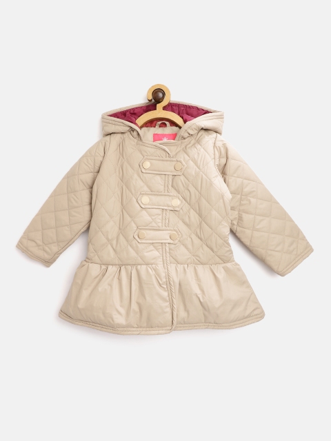 

White Snow Girls Beige Double Breasted Quilted Jacket