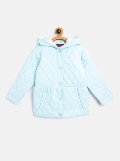

White Snow Girls Blue Hooded Quilted Jacket