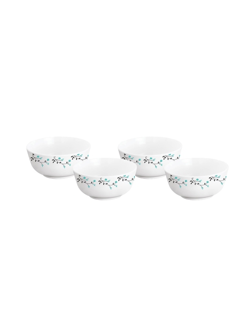 

HomeTown White & Blue 4 Pieces Printed Melamine Glossy Bowls