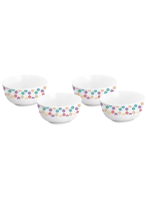 

HomeTown White & Purple 4 Pieces Printed Melamine Glossy Bowls