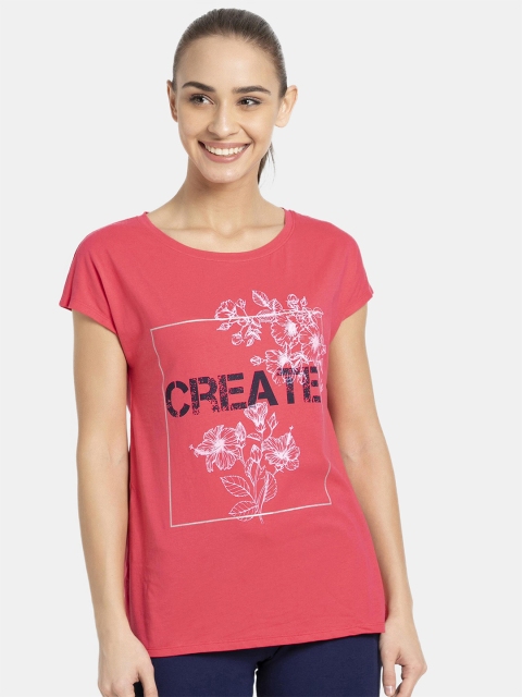 

Jockey Women Pink & Black Printed Cotton Lounge T-shirt
