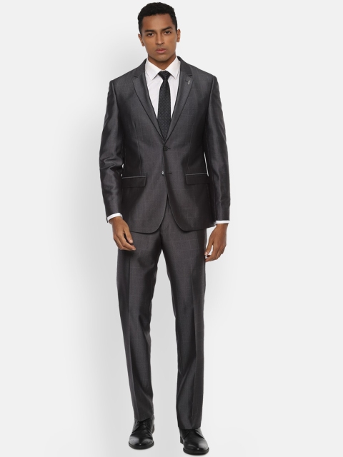 

Van Heusen Men Grey Checked Slim-Fit Single-Breasted Two-Piece Formal Suit