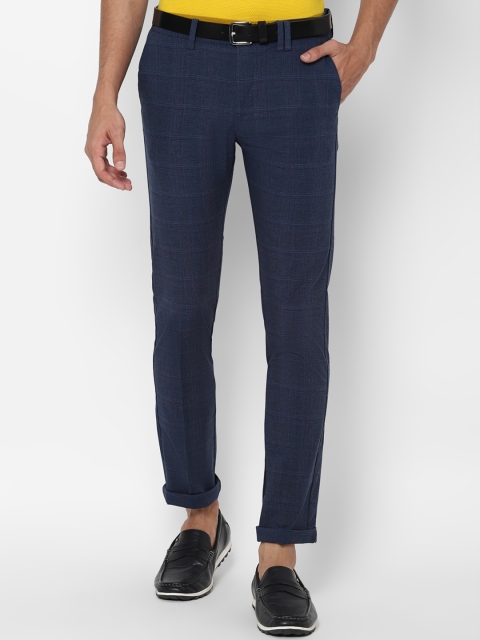 

Allen Solly Men Blue Checked Slim Fit Trousers