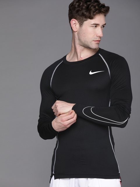 

Nike Men Black & White Printed Tight Fit Dri-FIT AS M NP DF Training T-shirt