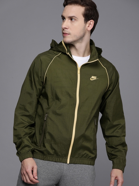 

Nike Men Green Solid Sportswear Unlined Core Track Jacket