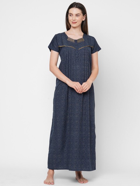 

Sweet Dreams Women Navy Blue Printed Full Length Nighty