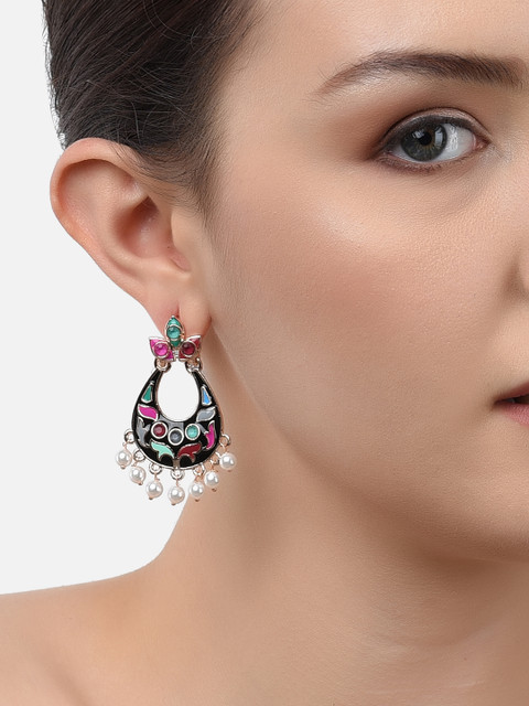 

Zaveri Pearls Multicoloured Meenakari Chandbalis Earrings, Multi