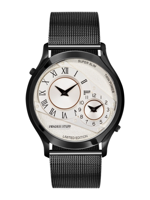 

SWADESI STUFF Men White Printed Dial & Black Straps Analogue Watch NPJ 006