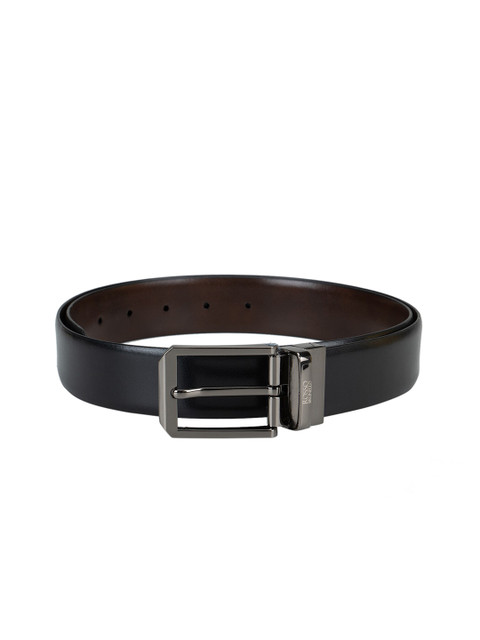 

ROSSO BRUNELLO Men Black& Brown Solid Reversible Leather Belt