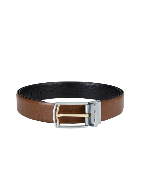 

ROSSO BRUNELLO Men Black Textured Leather Reversible Belt