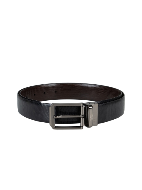 

ROSSO BRUNELLO Men Black & Brown Textured Reversible Leather Belt