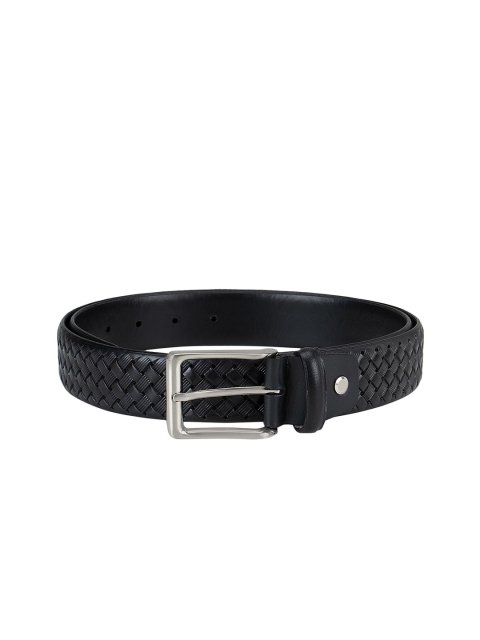 

ROSSO BRUNELLO Men Black Braided Slim Leather Belt
