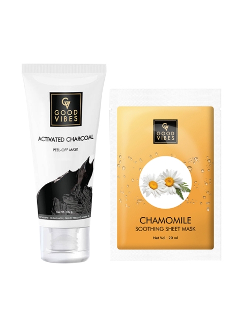 

Good Vibes Transparent Activated Charcoal Peel Off Mask & Chamomile Sheet Mask Combo