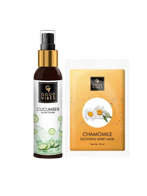 

Good Vibes Transparent Cucumber Glow Toner & Chamomile Soothing Sheet Mask Combo