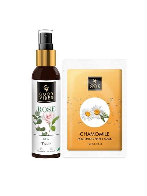 

Good Vibes Transparent Rose Glow Toner & Chamomile Soothing Sheet Mask Combo