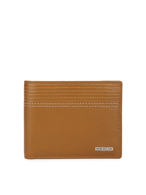 

Peter England Men Camel Brown Textured Leather Two Fold Wallet