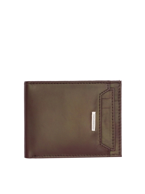 

Krosshorn Men Brown Textured Two Fold Wallet with RFID