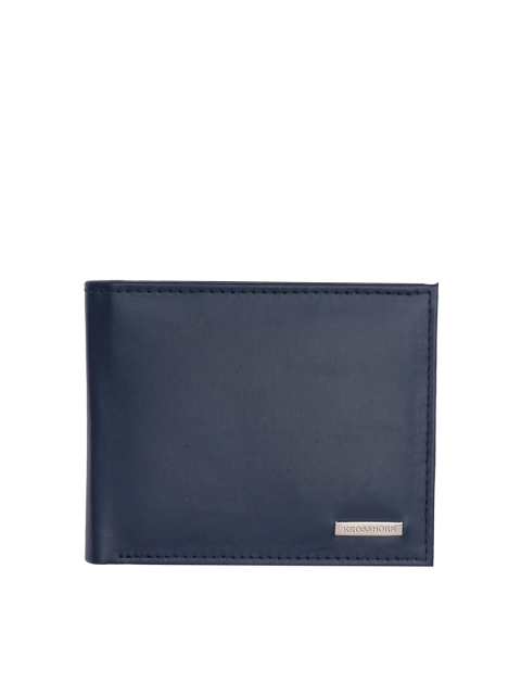 

Krosshorn Men Blue Solid Synthetic Leather Two Fold Wallet with RFID