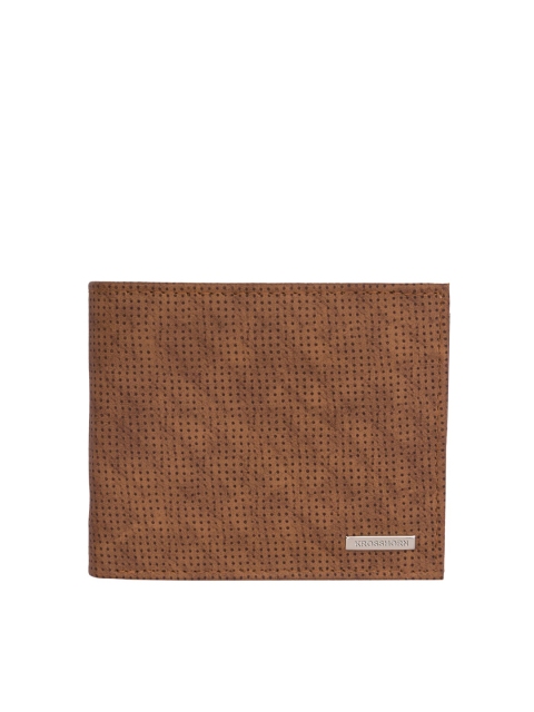 

Krosshorn Men Brown Self Design Two Fold Wallet with RFID