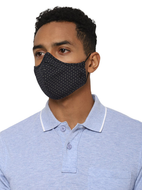

Allen Solly Men Pack Of 2 Printed 5-Ply Reusable Pure Cotton Double Defence Protective Outdoor Masks, Grey