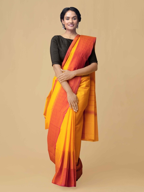 

Unnati Silks Yellow & Red Woven Design Pure Cotton Kanjeevaram Saree