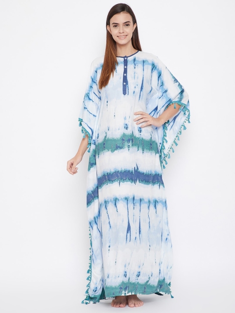 

The Kaftan Company White Printed Maxi Kaftan Nightdress