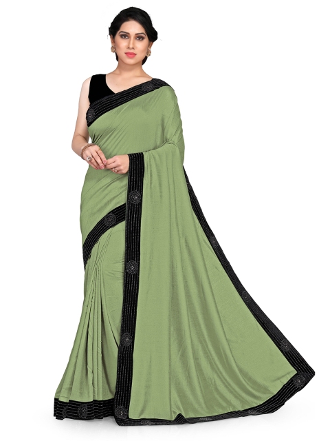 

KALINI Green & Black Beads and Stones Silk Blend Saree