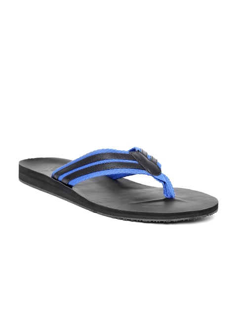

United Colors of Benetton Men Black & Blue Striped Flip-Flops