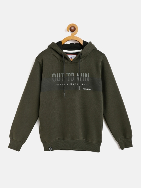 

Monte Carlo Boys Olive Green & White Printed Hooded Sweatshirt