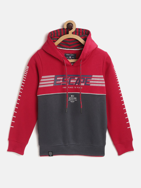 

Monte Carlo Boys Charcoal Grey & Red Printed Hooded Sweatshirt