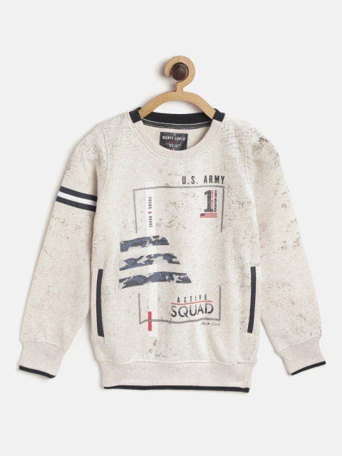 

Monte Carlo Boys Off-White & Navy Blue Typography Print Sweatshirt