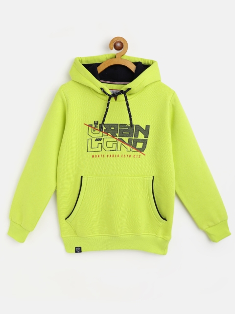 

Monte Carlo Boys Fluorescent Green & Black Typography Print Hooded Sweatshirt