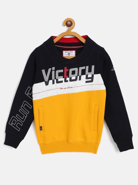 

Monte Carlo Boys Yellow & Navy Blue Printed Sweatshirt