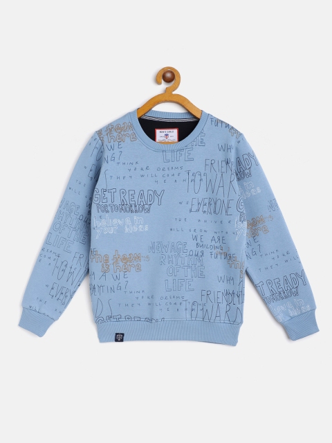 

Monte Carlo Boys Blue & White All Over Slogan Print Sweatshirt
