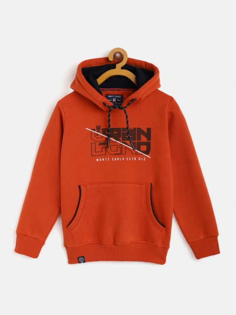 

Monte Carlo Boys Rust Orange & Black Typography Print Hooded Sweatshirt