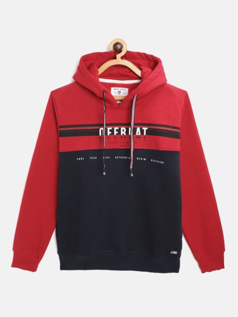 

Monte Carlo Boys Navy Blue & Red Colourblocked Hooded Sweatshirt