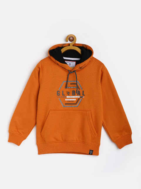 

Monte Carlo Boys Orange & Charcoal Grey Typography Print Hooded Sweatshirt
